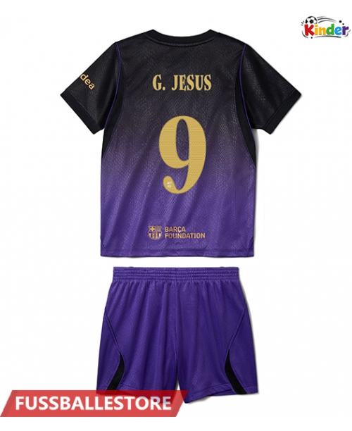 Günstige Barcelona Gabriel Jesus #9 Auswärts Trikotsatzt Kinder 2026-27 Kurzarm (+ Kurze Hosen)